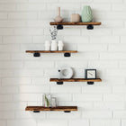 Wandschappen 4 st 40x10x1,5 cm bewerkt hout gerookt eiken