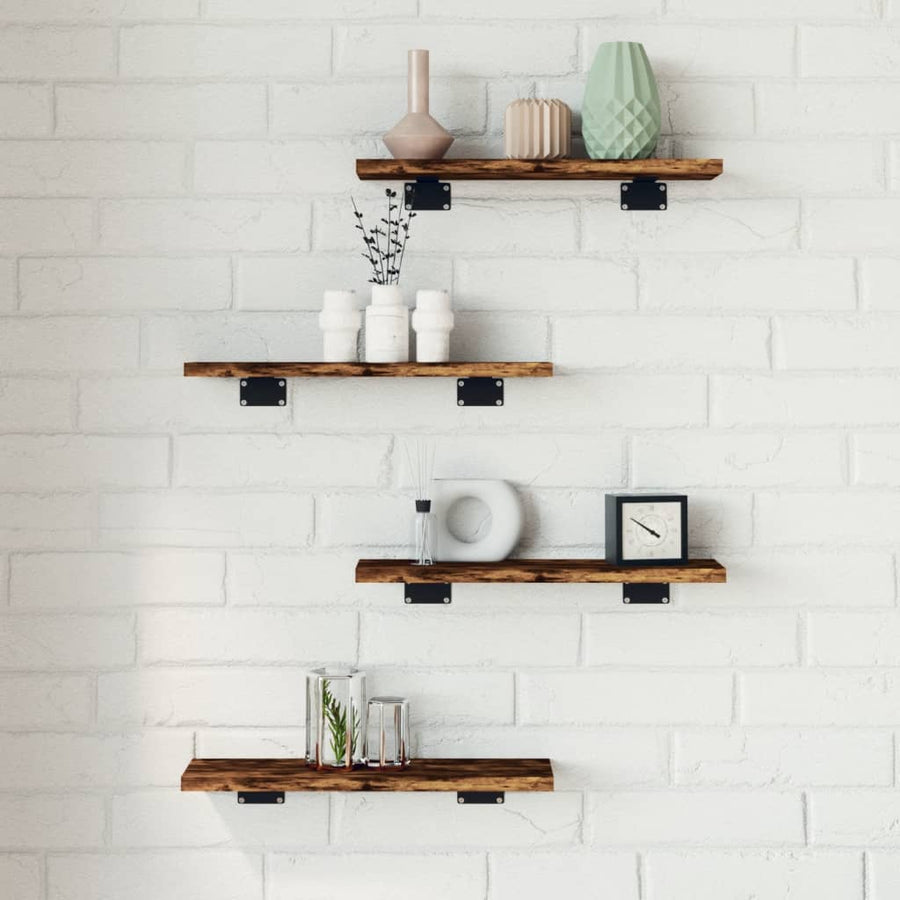 Wandschappen 40X10X1,5 Cm Bewerkt Hout Kleur Gerookt Eiken 40 x 10 x 1.5 cm