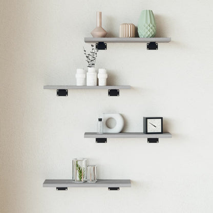 Wandschappen 40X10X1,5 Cm Bewerkt Hout Eiken Grijs Sonoma 40 x 10 x 1.5 cm