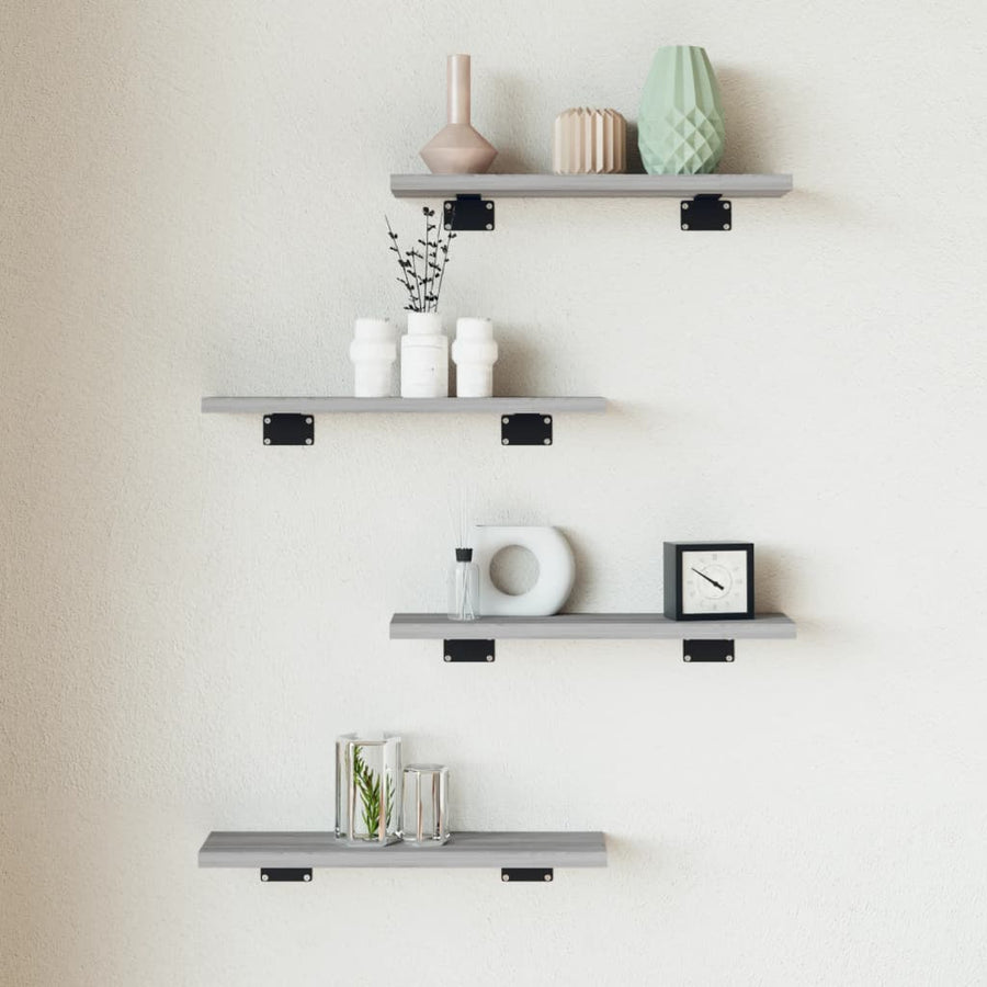 Wandschappen 40X10X1,5 Cm Bewerkt Hout Eiken Grijs Sonoma 40 x 10 x 1.5 cm