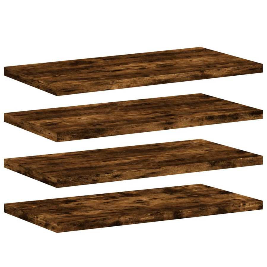 Wandschappen 4 st 40x20x1,5 cm bewerkt hout gerookt eikenkleur