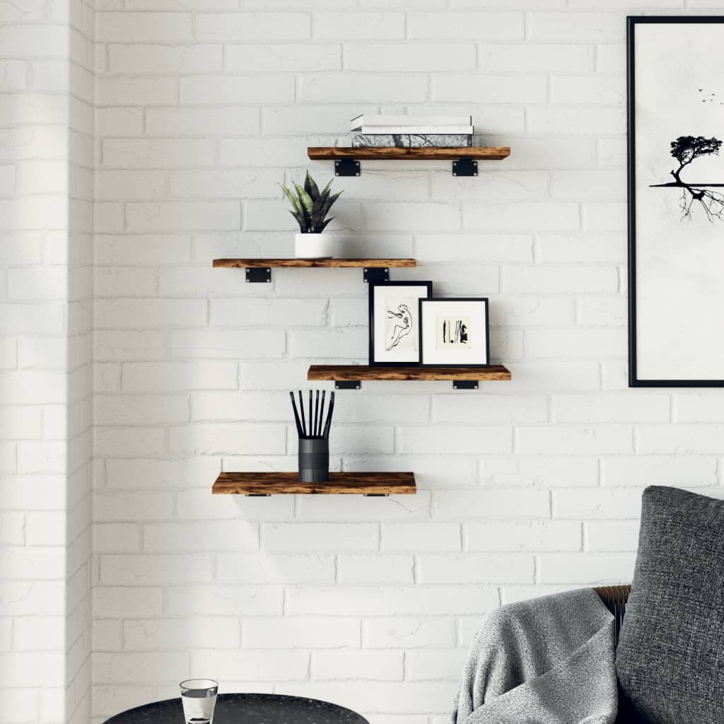 Wandschappen 40X20X1,5 Cm Bewerkt Hout Kleur Gerookt Eiken 40 x 20 x 1.5 cm