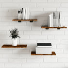Wall shelves 4 pcs 40x30x1.5 cm processed wood smoked oak finish