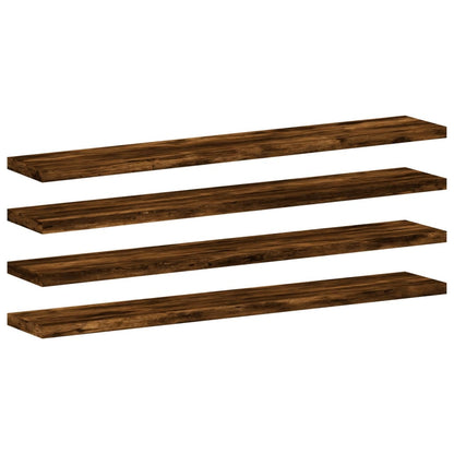Wandschappen 4 St 60X10X1,5 Cm Bewerkt Hout Gerookt Eikenkleur 60 x 10 x 1.5 cm