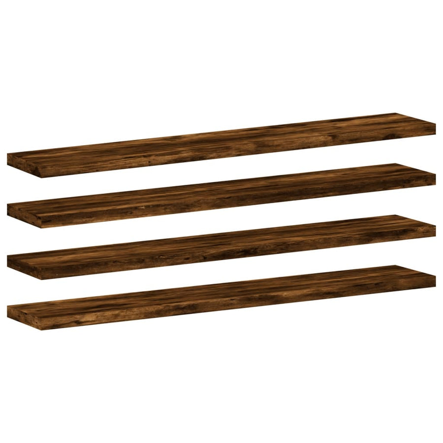 Wandschappen 4 St 60X10X1,5 Cm Bewerkt Hout Gerookt Eikenkleur 60 x 10 x 1.5 cm