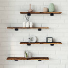 Wandschappen 4 st 60x10x1,5 cm bewerkt hout gerookt eiken