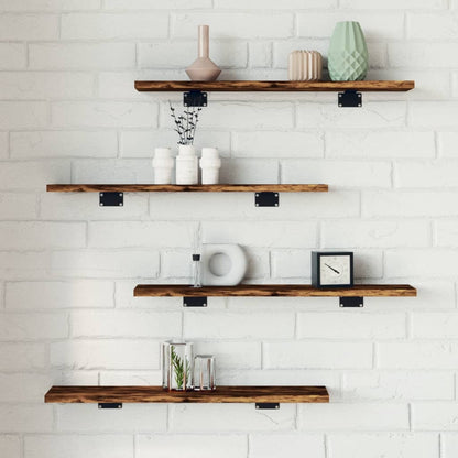 Wandschappen 4 St 60X10X1,5 Cm Bewerkt Hout Gerookt Eikenkleur 60 x 10 x 1.5 cm
