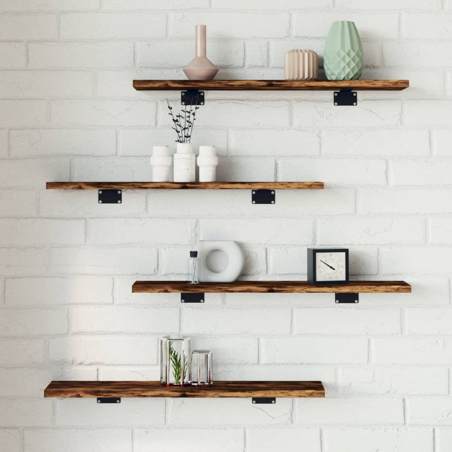 Wandschappen 4 St 60X10X1,5 Cm Bewerkt Hout Gerookt Eikenkleur 60 x 10 x 1.5 cm