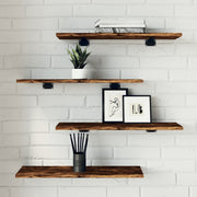 Wandschappen 4 st 60x20x1,5 cm bewerkt hout gerookt eiken