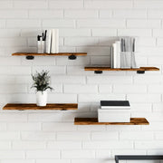 Wandschappen 4 st 60x30x1,5 cm bewerkt hout gerookt eiken