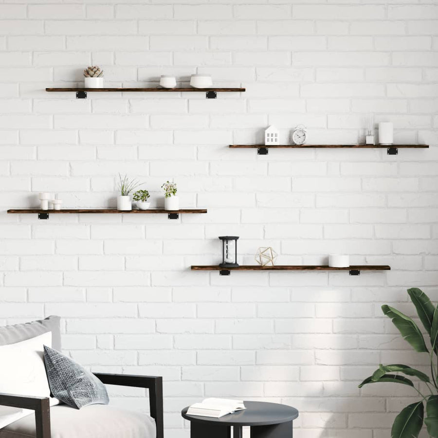 Wandschappen 100X10X1,5 Cm Bewerkt Hout Kleur Gerookt Eiken 4 100 x 10 x 1.5 cm