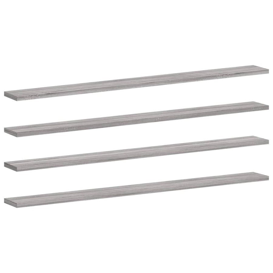 Wandschappen 4 st 100x10x1,5 cm bewerkt hout grijs sonoma eiken