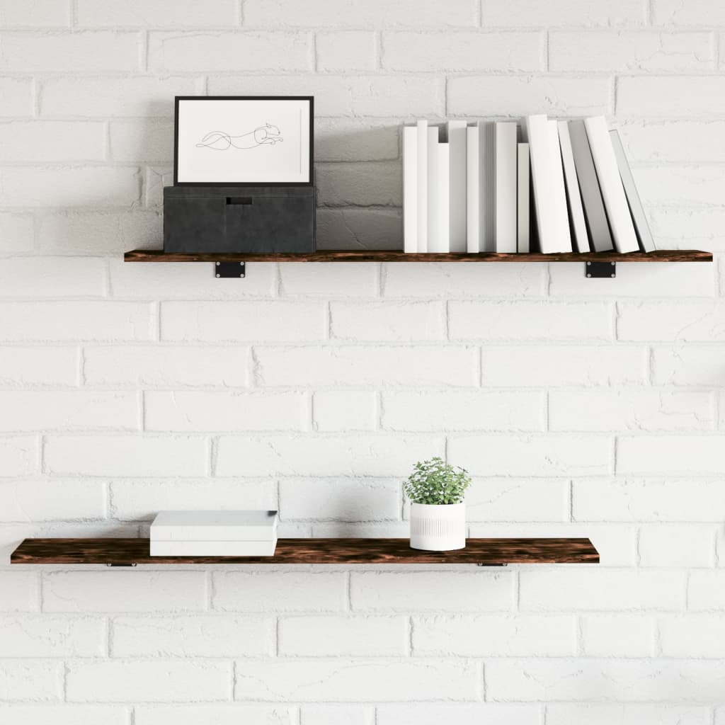 Wandschappen 4 st 100x20x1,5 cm bewerkt hout gerookt eikenkleur