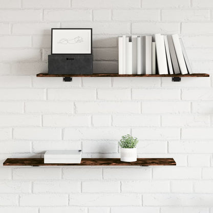 Wandschappen 4 st 100x20x1,5 cm bewerkt hout gerookt eikenkleur
