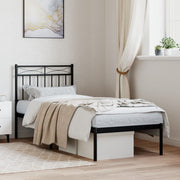 Bedframe metaal zwart 75x190 cm met hoofdbord