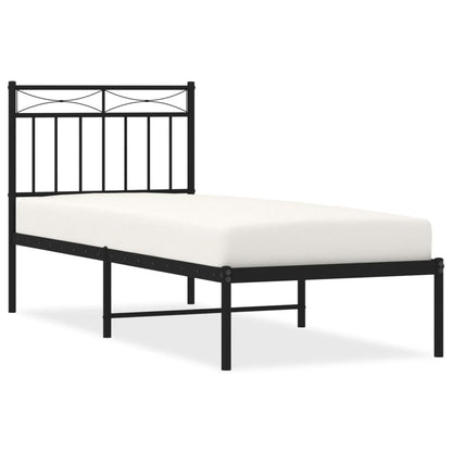 Bedframe Metaal 80x200 cm Zwart met hoofdbord
