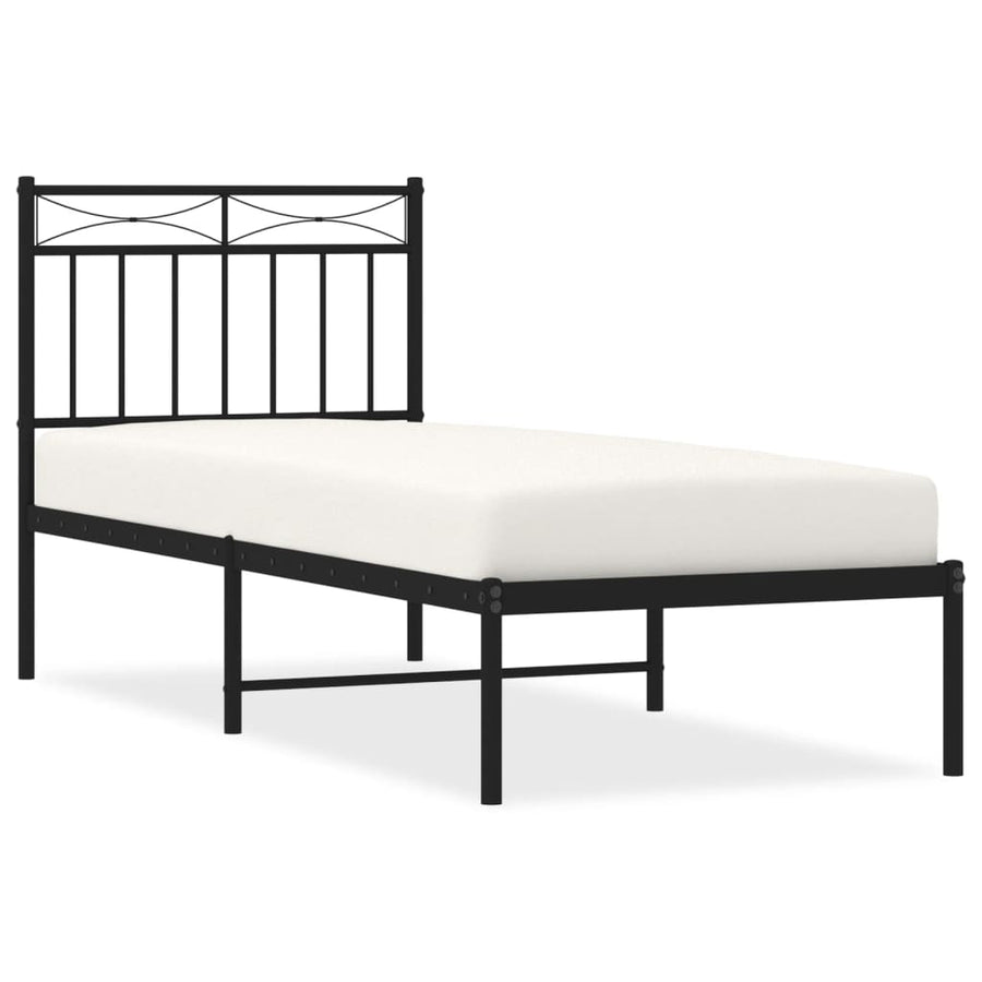 Bedframe Metaal 80x200 cm Zwart met hoofdbord