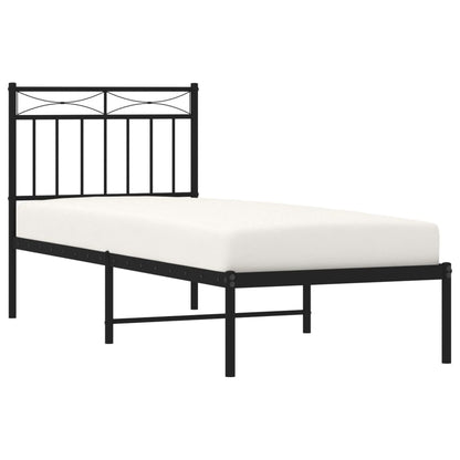 Bedframe Metaal 80x200 cm Zwart met hoofdbord