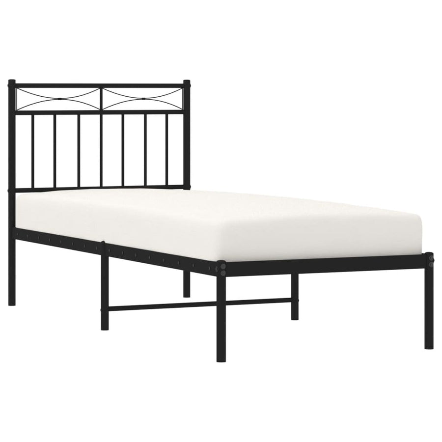 Bedframe Metaal 80x200 cm Zwart met hoofdbord