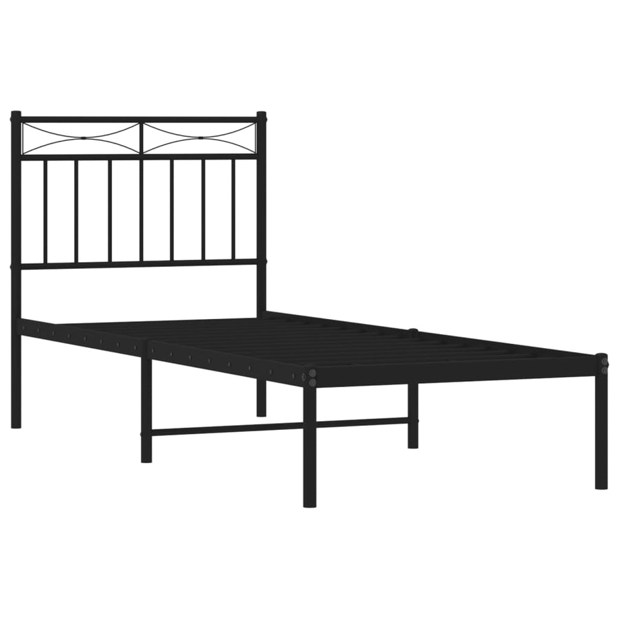 Bedframe Metaal 80x200 cm Zwart met hoofdbord