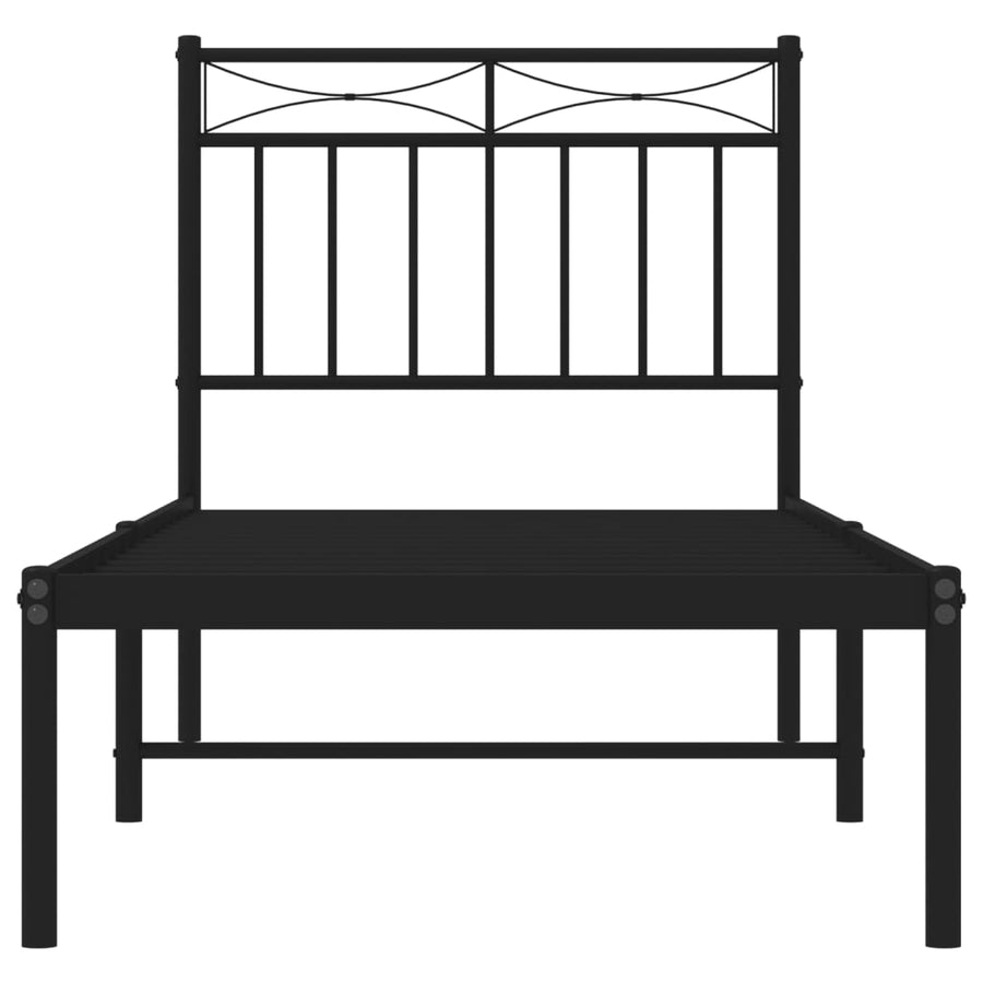 Bedframe Metaal 80x200 cm Zwart met hoofdbord