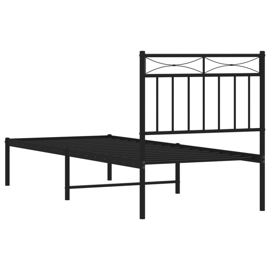 Bedframe Metaal 80x200 cm Zwart met hoofdbord