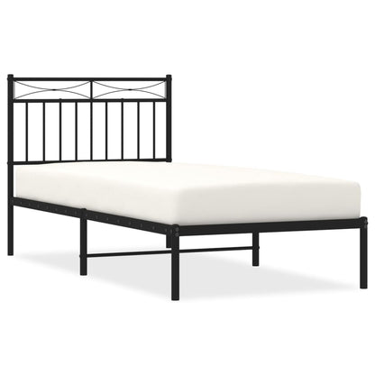 Bedframe Metaal 90x190 cm Zwart met hoofdbord