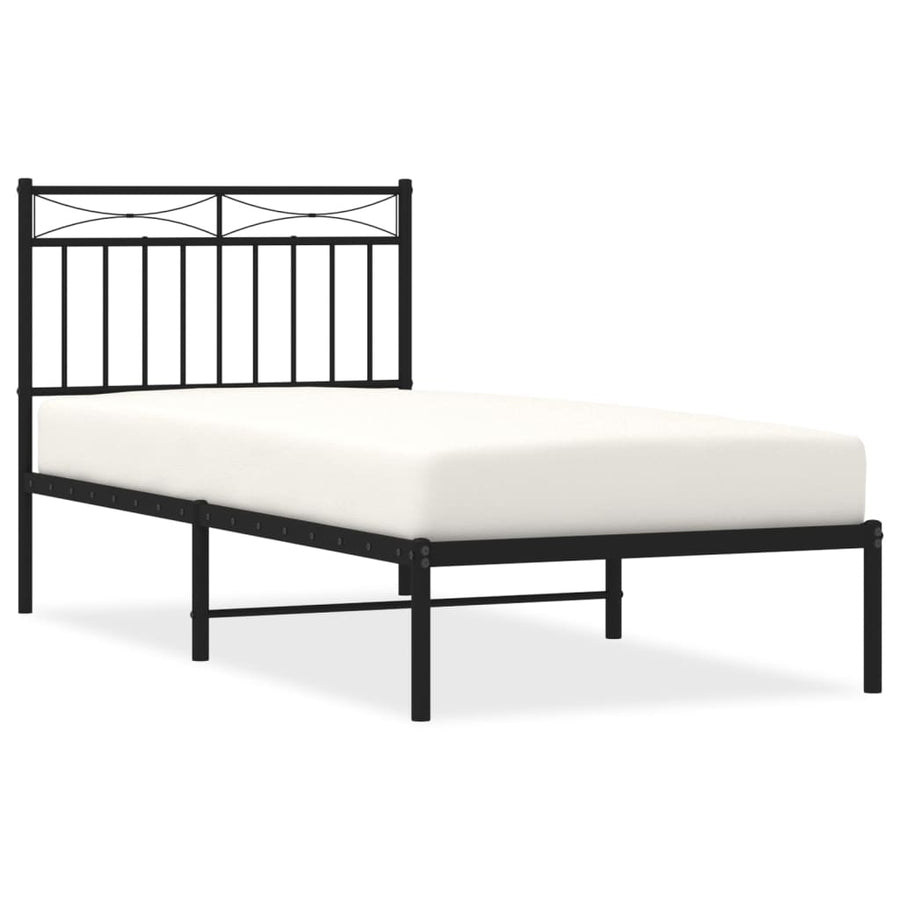 Bedframe Metaal 90x190 cm Zwart met hoofdbord