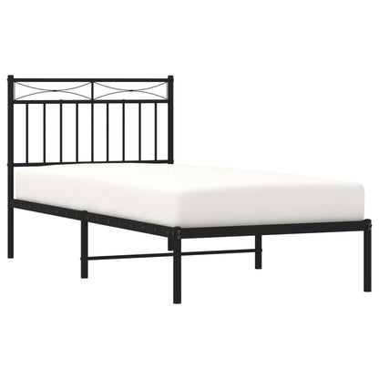 Bedframe Metaal 90x190 cm Zwart met hoofdbord