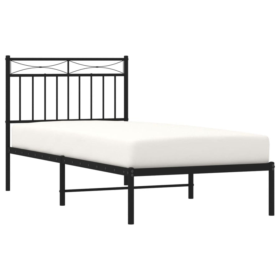 Bedframe Metaal 90x190 cm Zwart met hoofdbord