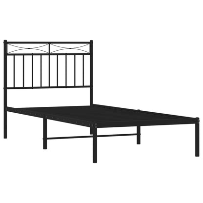 Bedframe Metaal 90x190 cm Zwart met hoofdbord