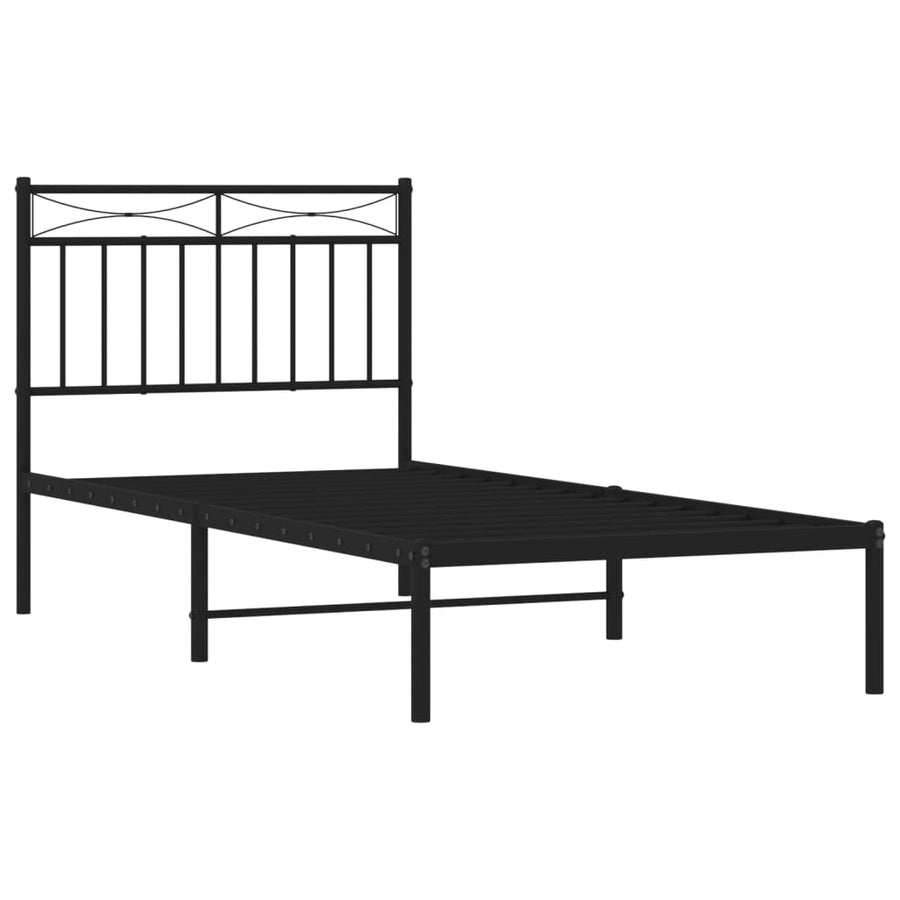 Bedframe Metaal 90x190 cm Zwart met hoofdbord