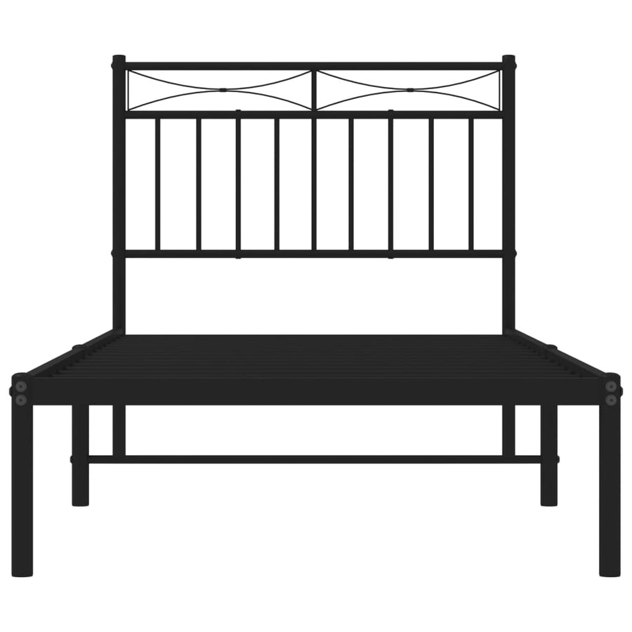 Bedframe Metaal 90x190 cm Zwart met hoofdbord