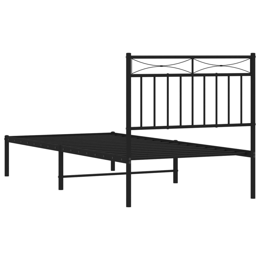 Bedframe Metaal 90x190 cm Zwart met hoofdbord