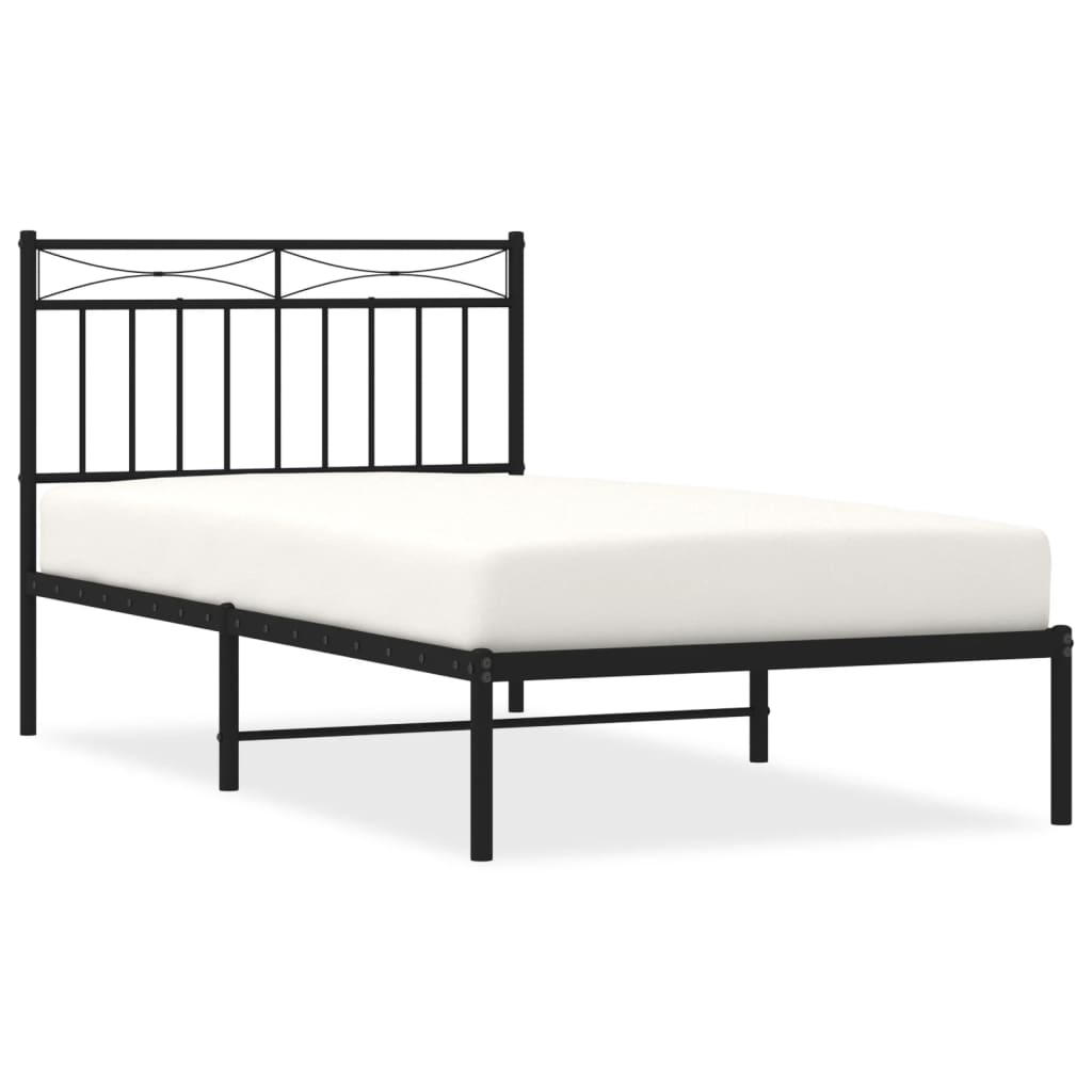 Bedframe Metaal 100x190 cm Zwart met hoofdbord