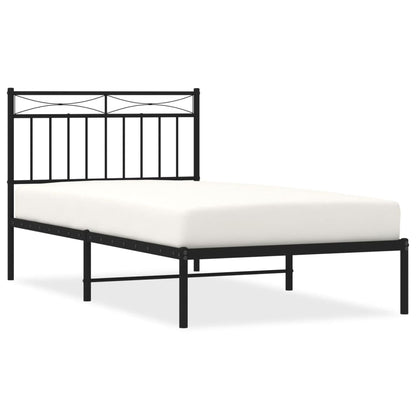 Bedframe Metaal 100x190 cm Zwart met hoofdbord