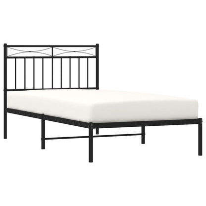Bedframe Metaal 100x190 cm Zwart met hoofdbord