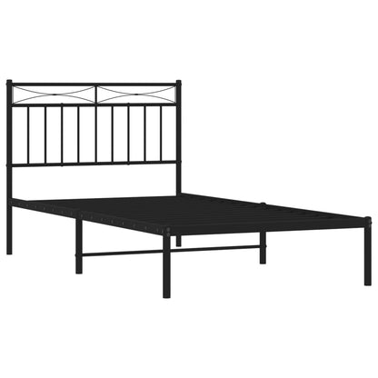 Bedframe Metaal 100x190 cm Zwart met hoofdbord