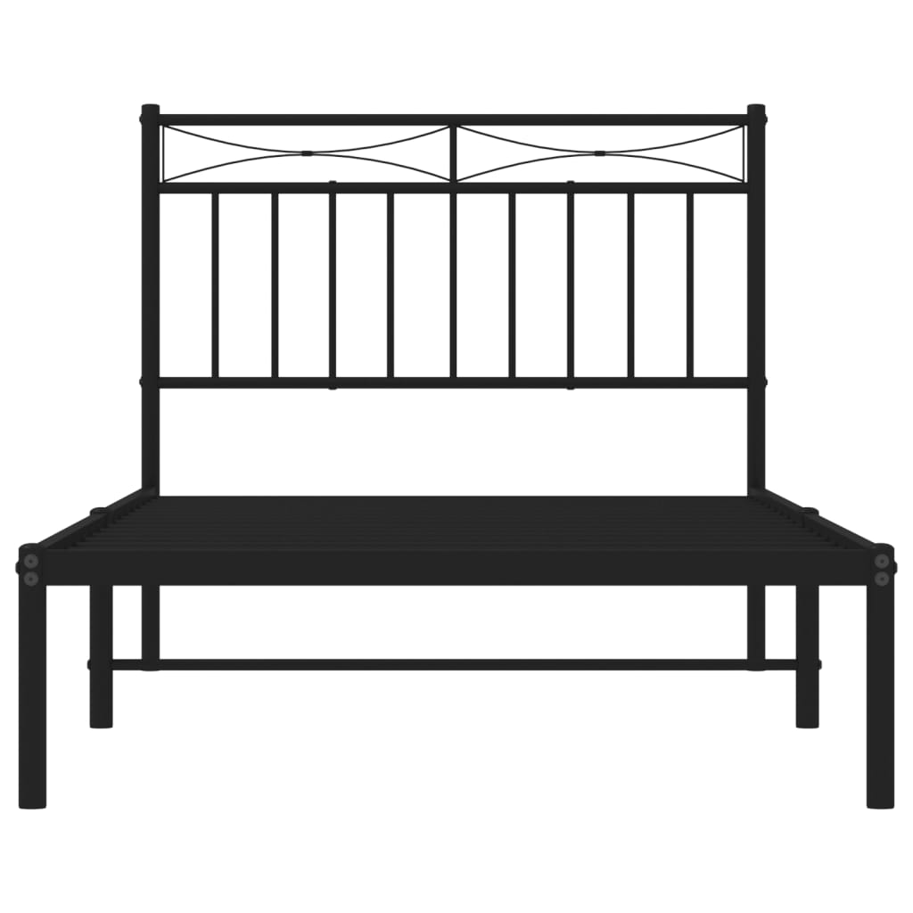Bedframe Metaal 100x190 cm Zwart met hoofdbord