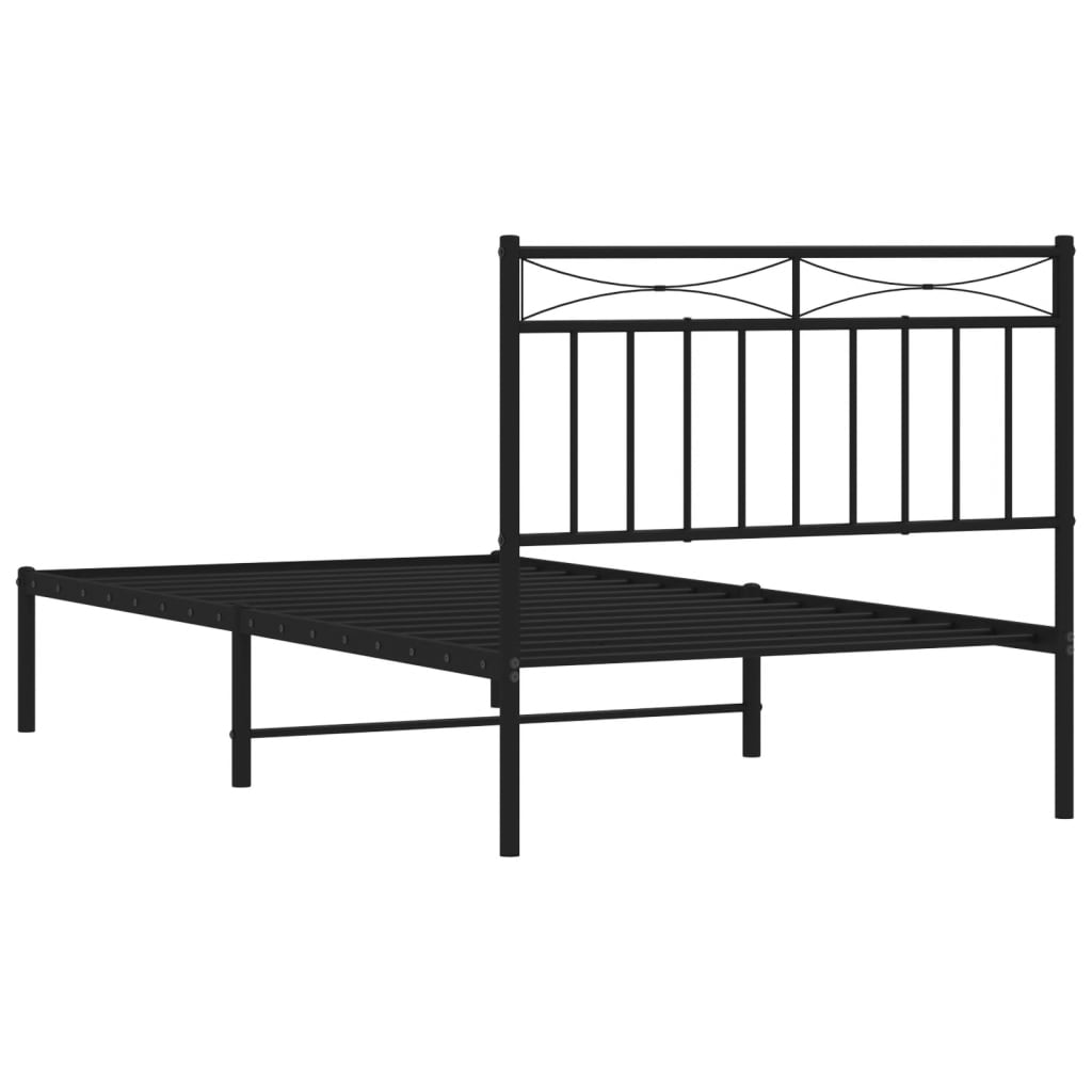 Bedframe Metaal 100x190 cm Zwart met hoofdbord