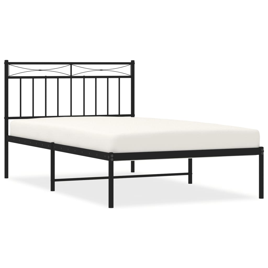 Bedframe Metaal 100x200 cm Zwart met hoofdbord