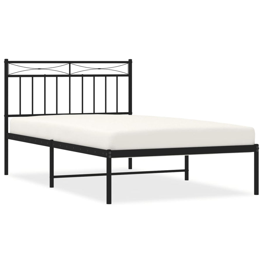 Bedframe Metaal 100x200 cm Zwart met hoofdbord