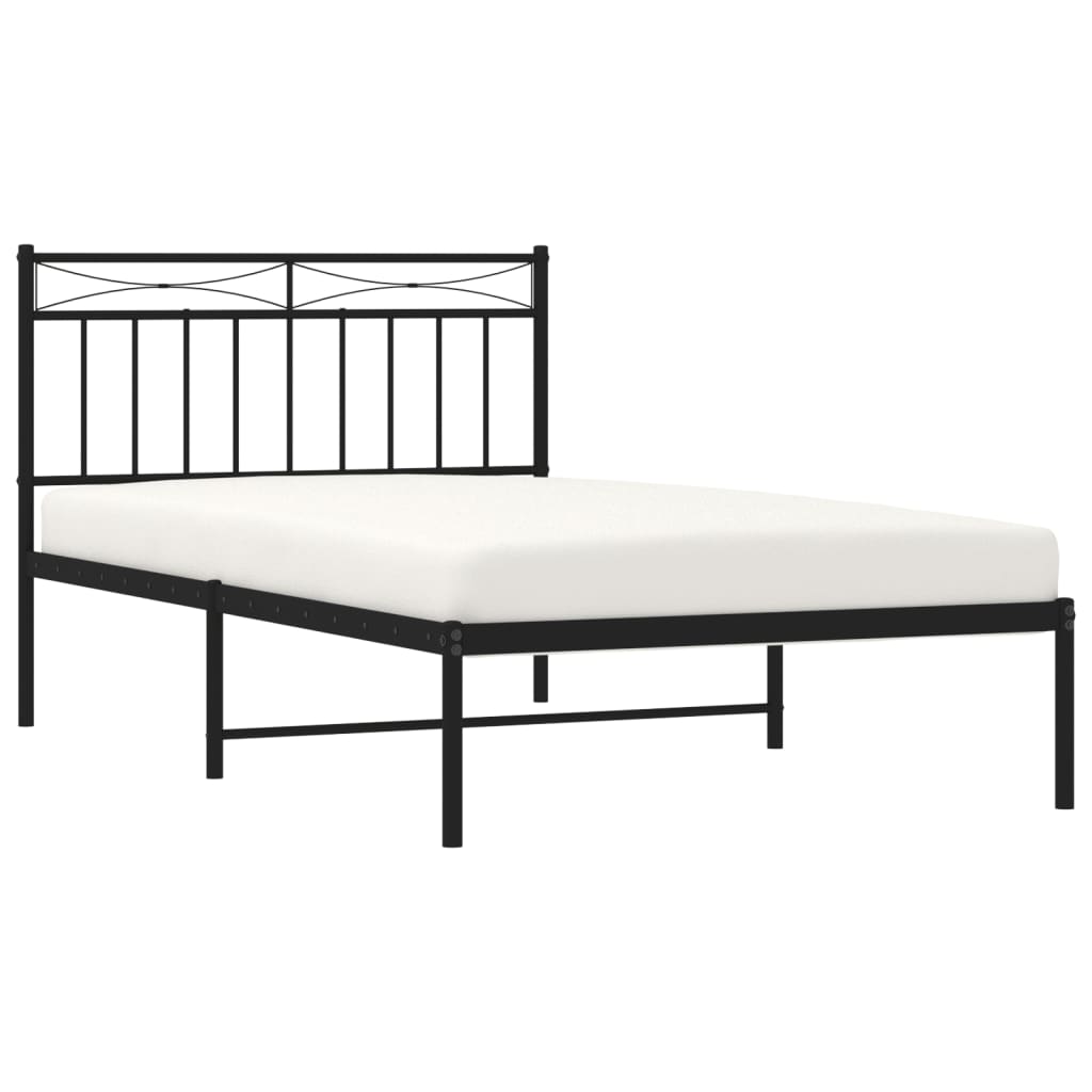 Bedframe Metaal 100x200 cm Zwart met hoofdbord