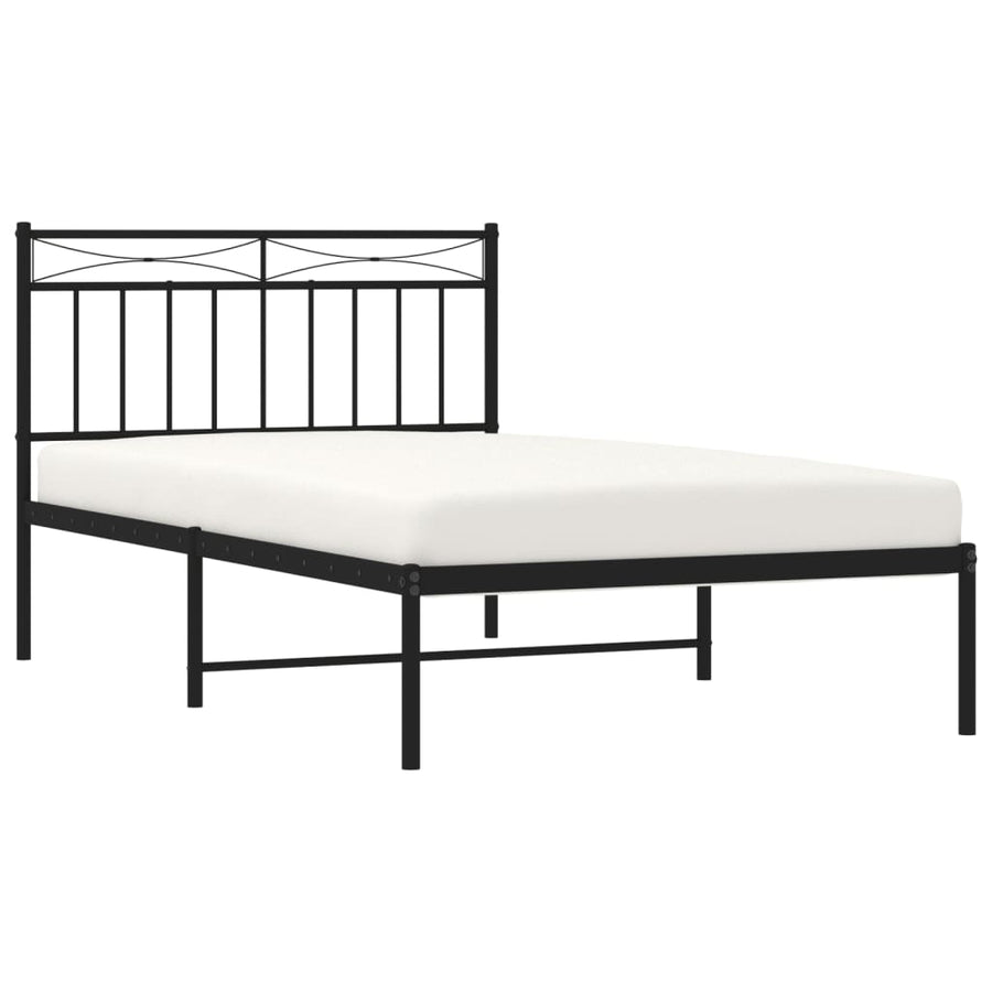 Bedframe Metaal 100x200 cm Zwart met hoofdbord