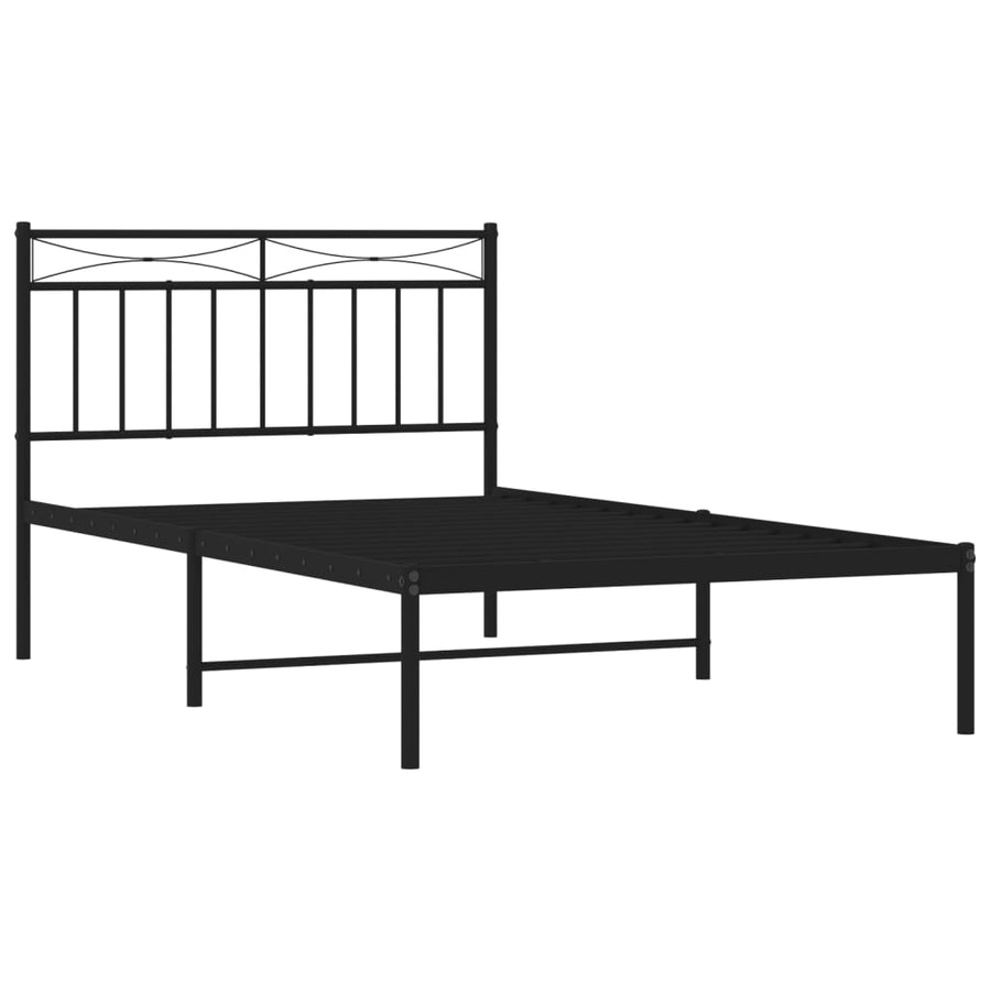 Bedframe Metaal 100x200 cm Zwart met hoofdbord