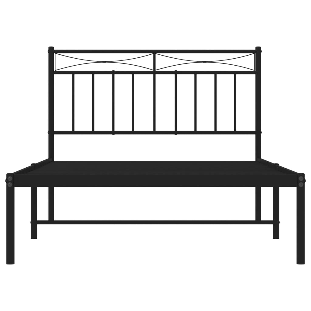Bedframe Metaal 100x200 cm Zwart met hoofdbord