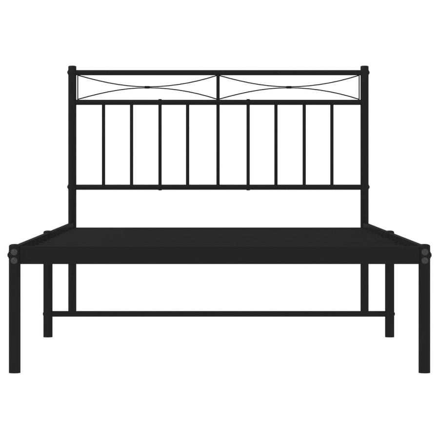 Bedframe Metaal 100x200 cm Zwart met hoofdbord
