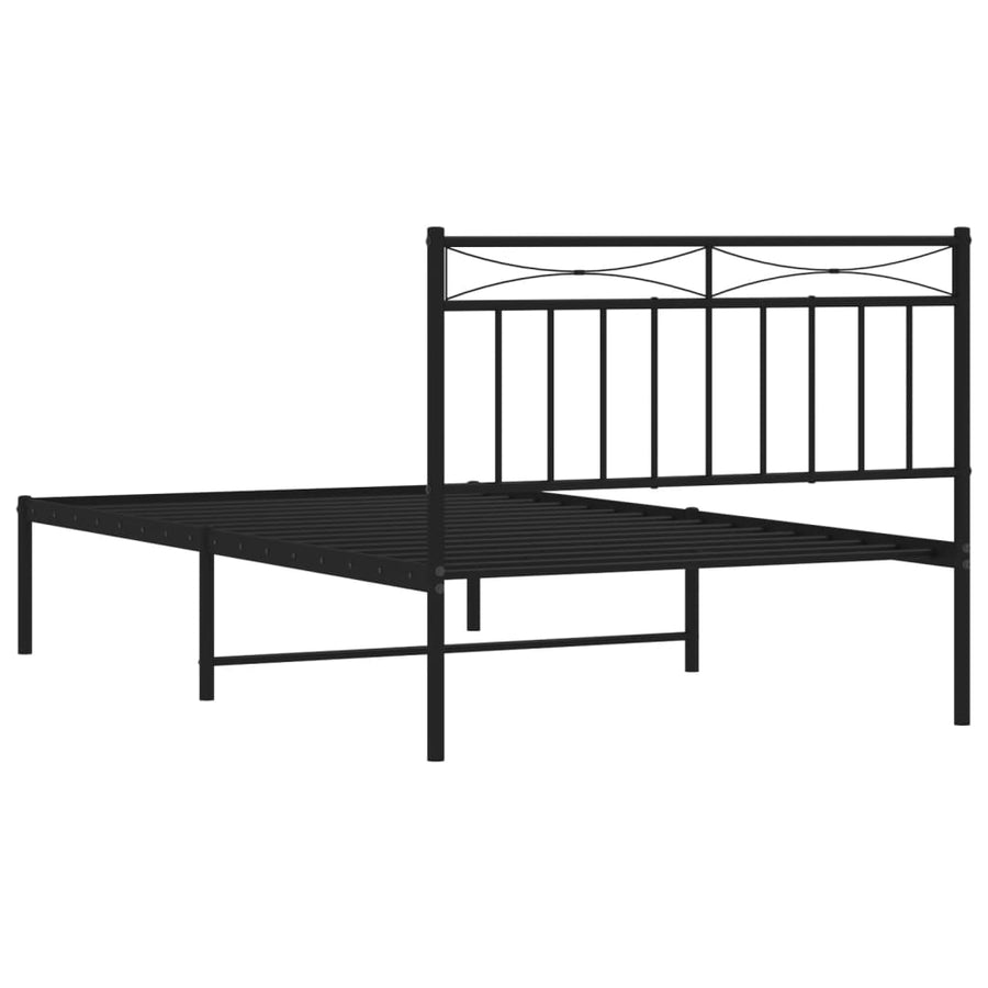 Bedframe Metaal 100x200 cm Zwart met hoofdbord