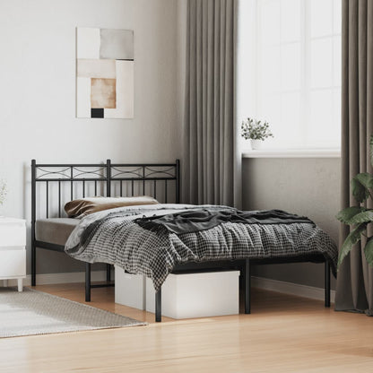 Bedframe Metaal 120x190 cm Zwart met hoofdbord