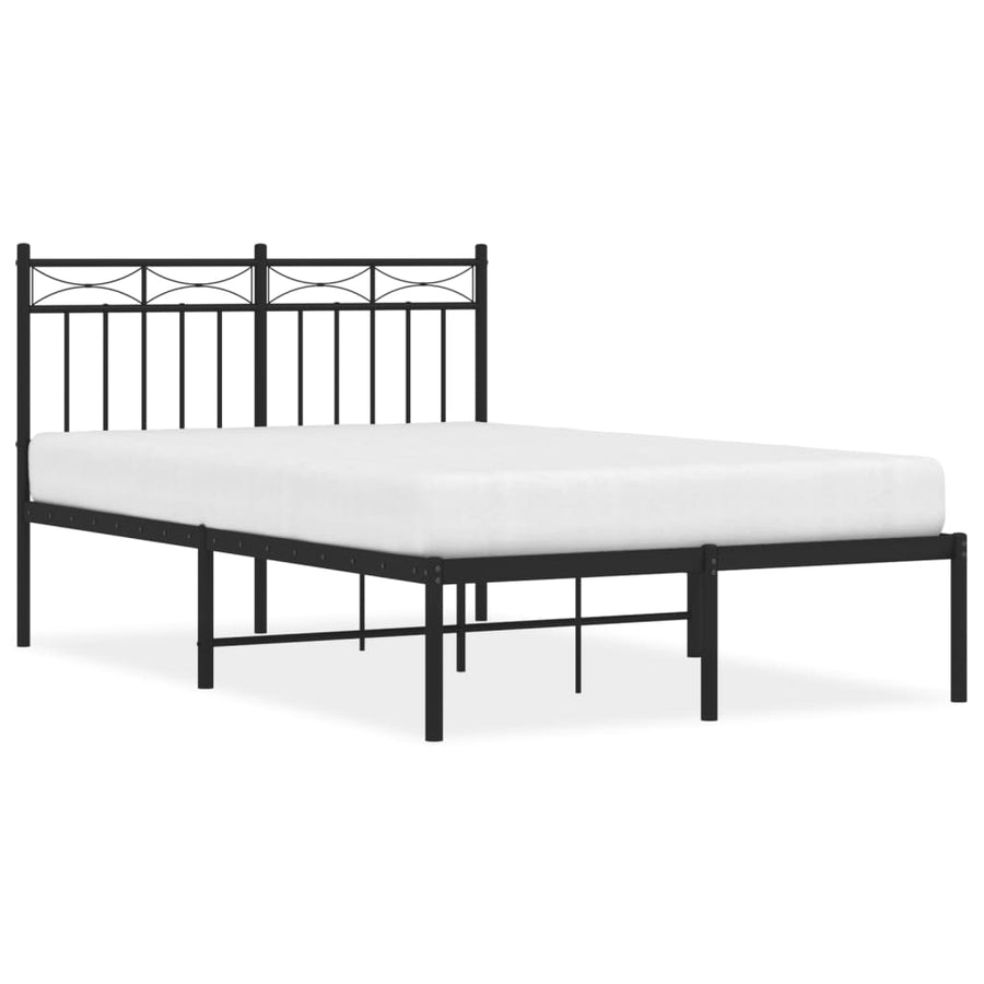 Bedframe Metaal 120x200 cm Zwart met hoofdbord